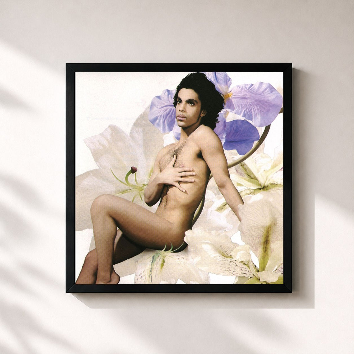 #noir Tableau carré de l'album Lovesexy de Prince, cadre noir 32x32 cm