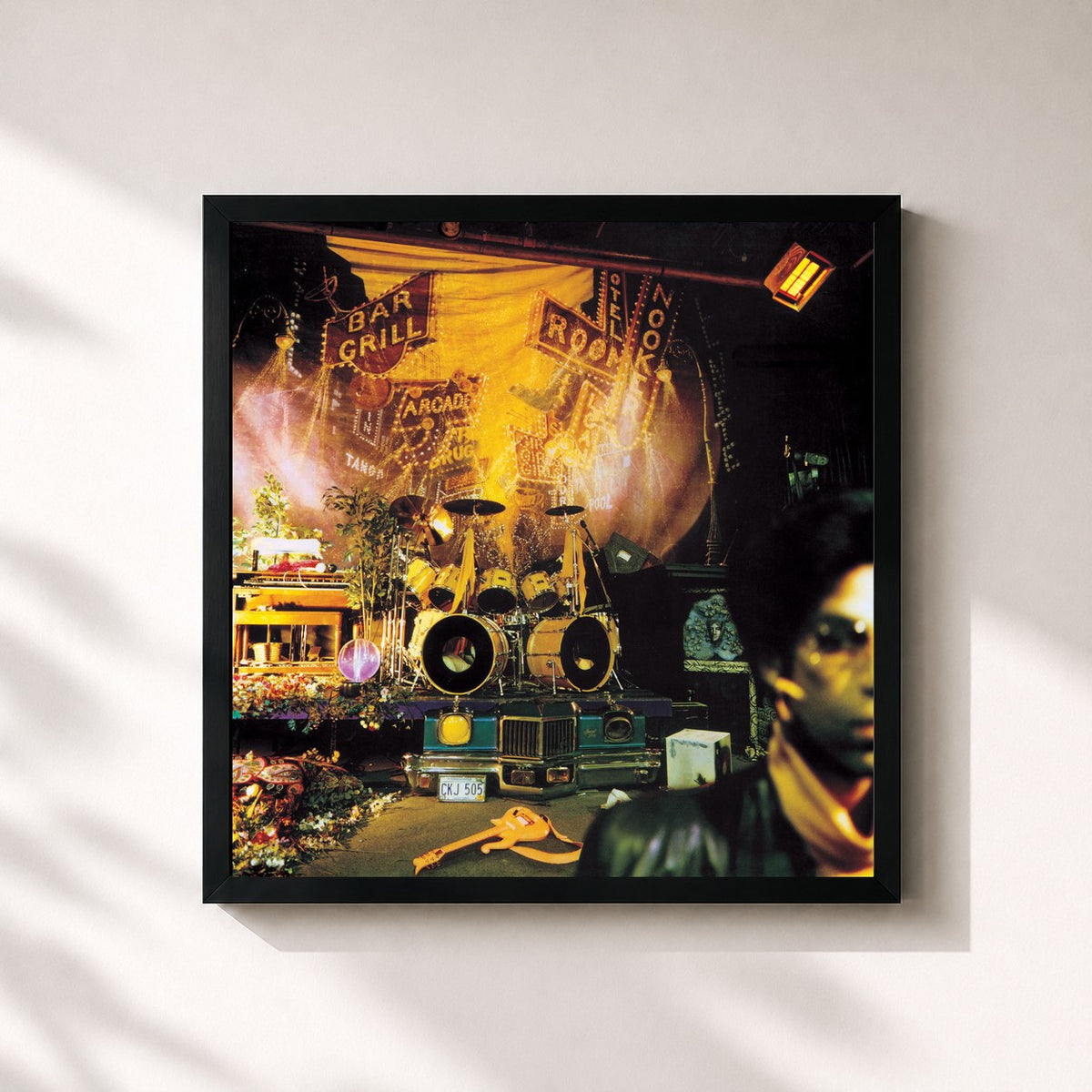 #noir Tableau carré de l'album Sign "O" the Times de Prince, cadre noir 32x32 cm