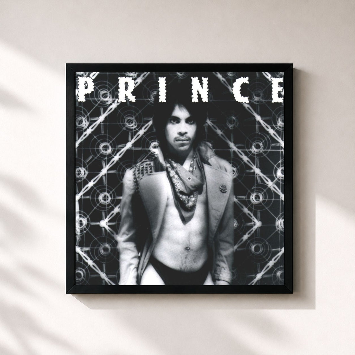 #noir Tableau carré de l'album Dirty Mind de Prince, cadre noir 32x32 cm