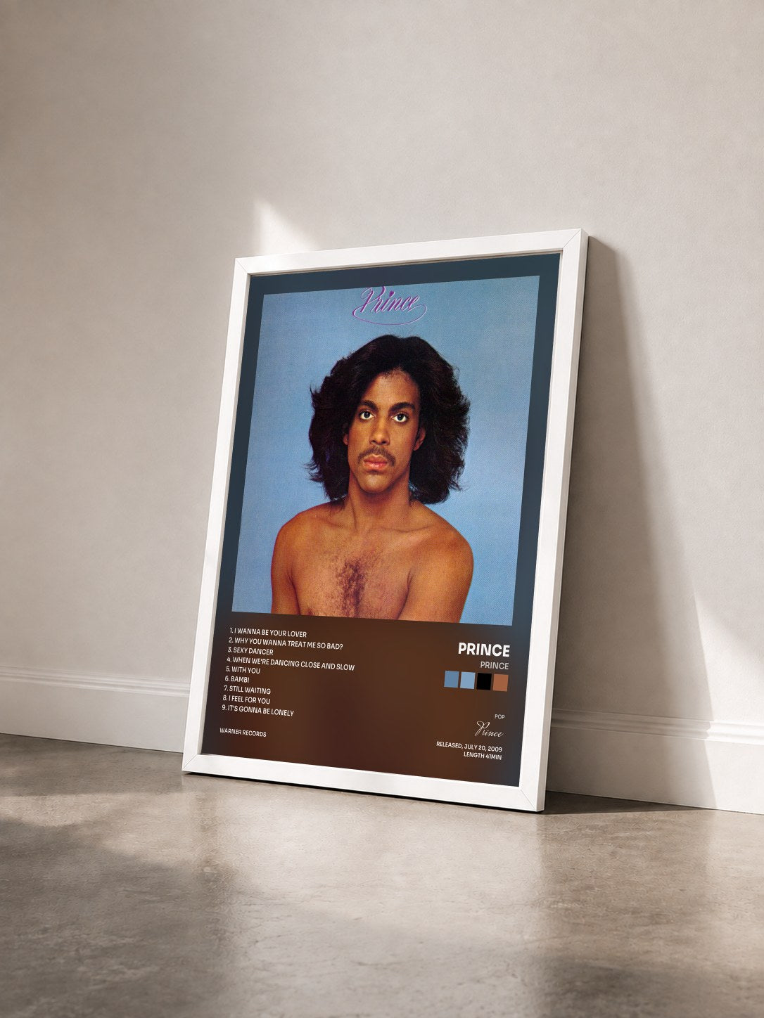 #blanc Tableau de l'album Prince de Prince vu de trois quarts, cadre blanc