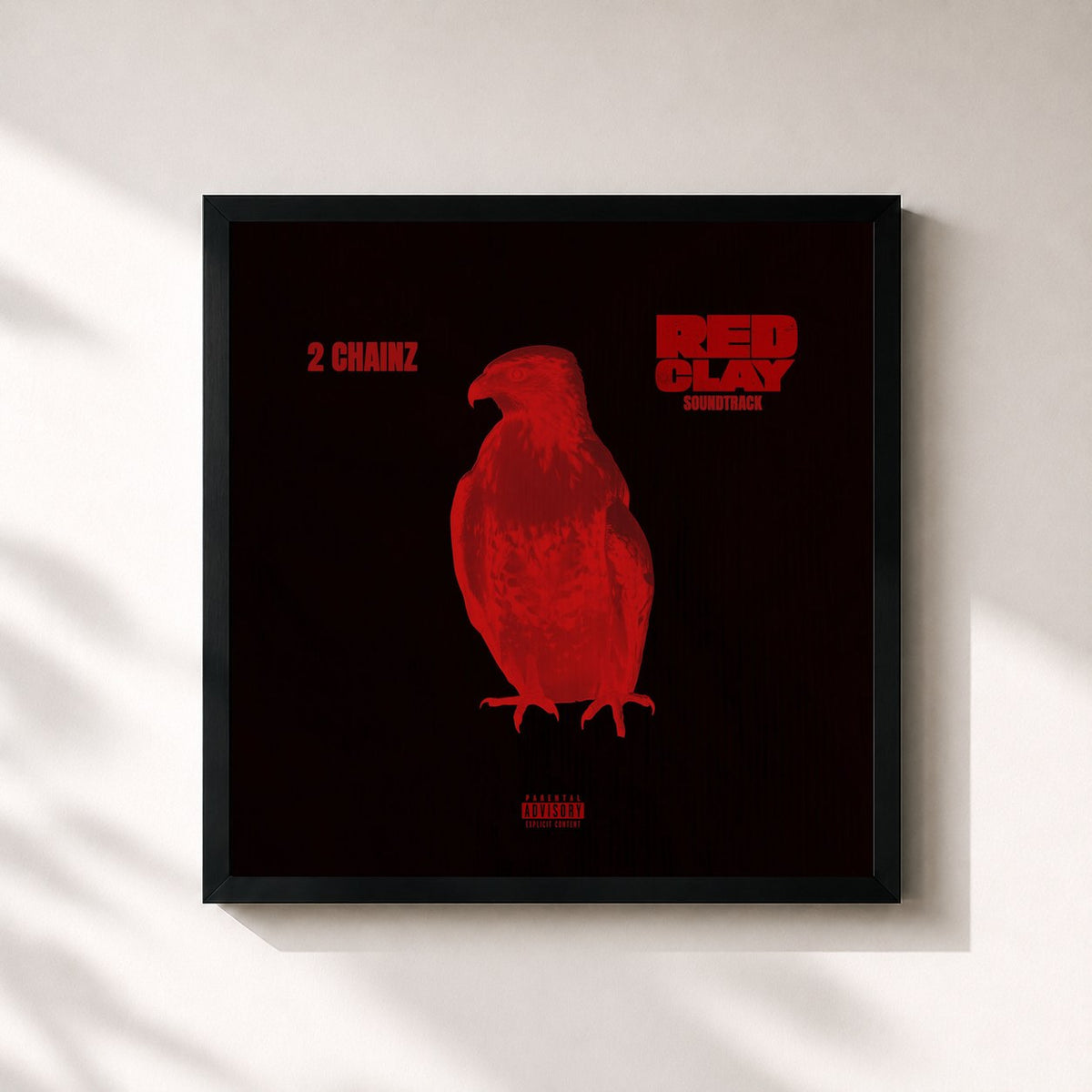 #noir Tableau carré de l'album Red Clay (Official Motion Picture Soundtrack) de 2 Chainz, cadre noir 32x32 cm