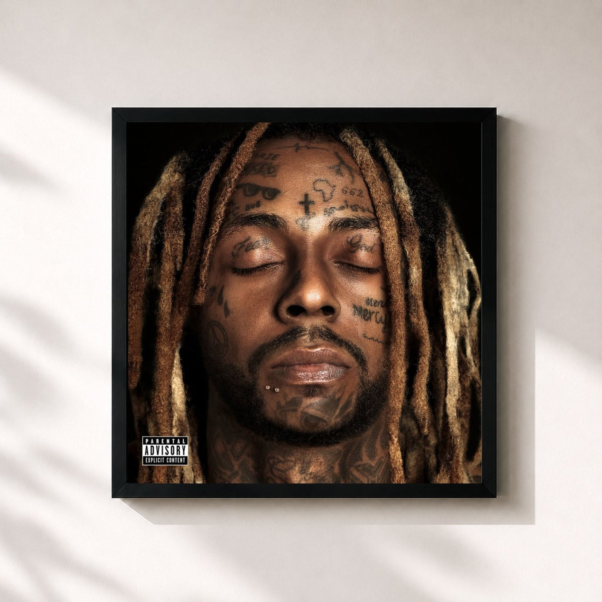 #noir Tableau carré de l'album Welcome 2 Collegrove de 2 Chainz, cadre noir 32x32 cm