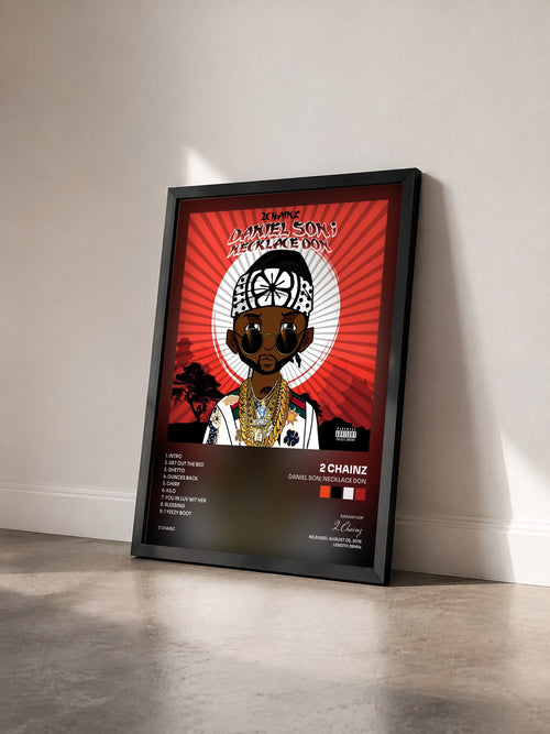 #noir Daniel Son; Necklace Don by 2 Chainz as a framed art print seen at an angle, black frame