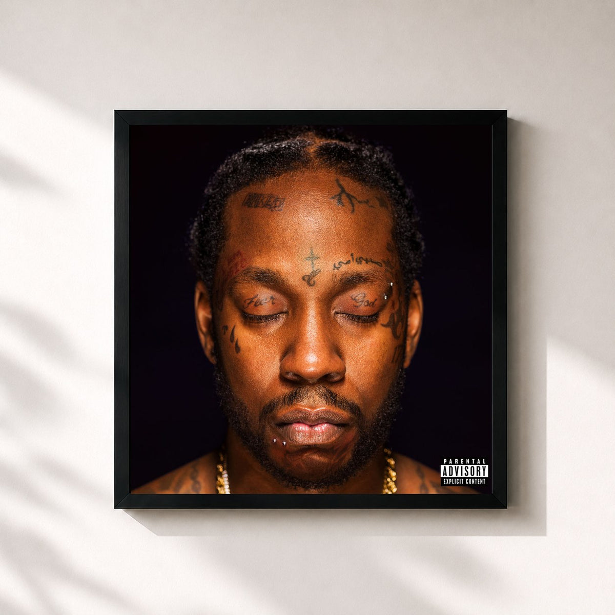 #noir Tableau carré de l'album COLLEGROVE de 2 Chainz, cadre noir 32x32 cm