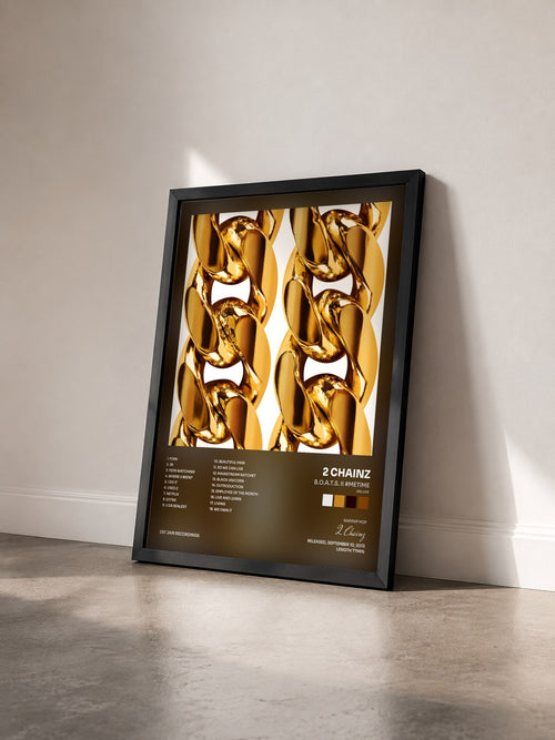 #noir B.O.A.T.S. II #METIME (Deluxe) by 2 Chainz as a framed art print seen at an angle, black frame