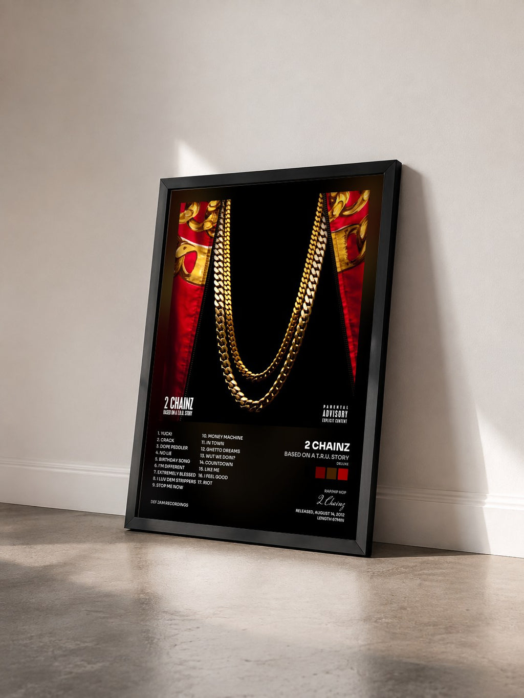 #noir Tableau de l'album Based On A T.R.U. Story (Deluxe) de 2 Chainz vu de trois quarts, cadre noir