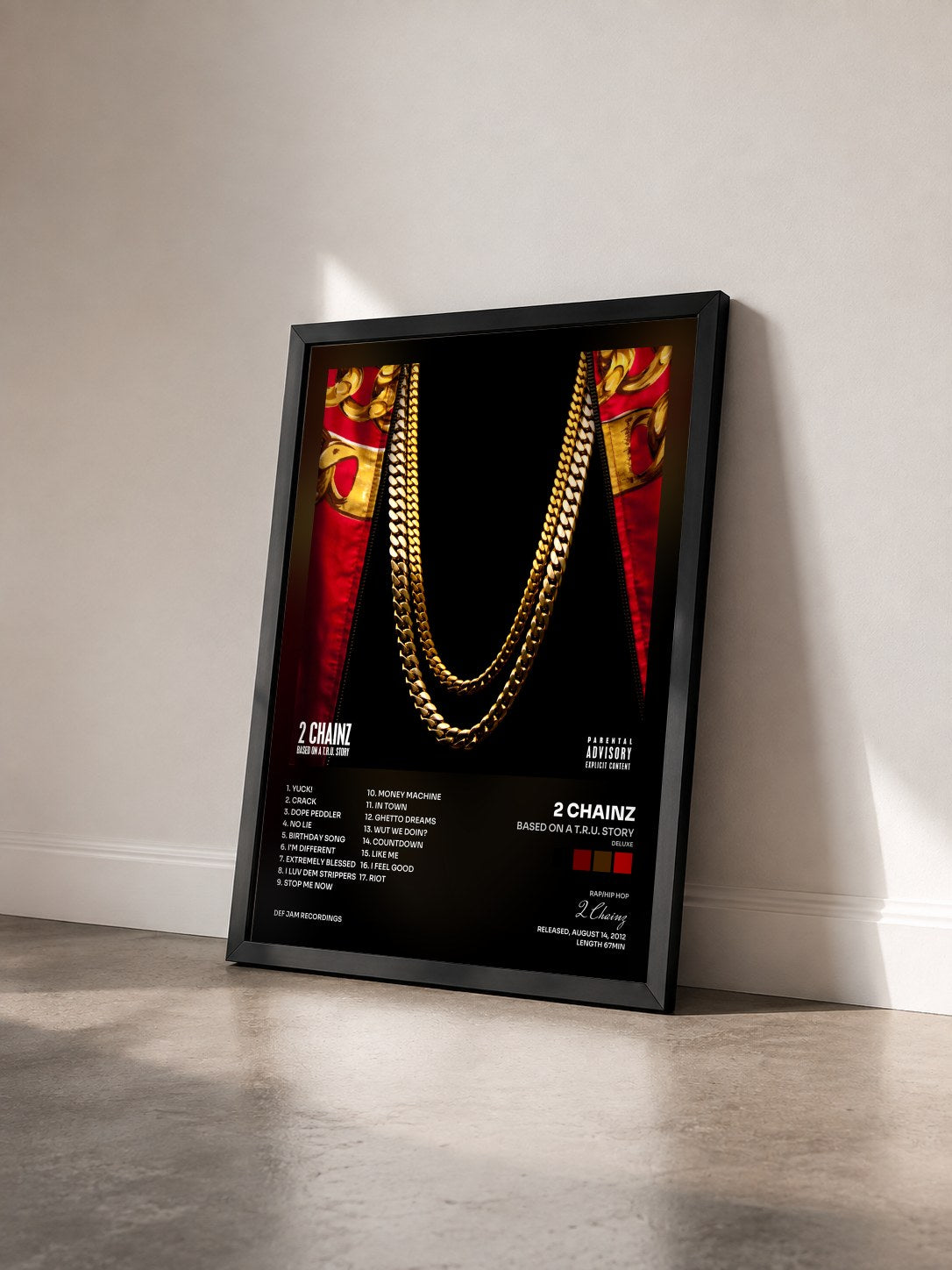 #noir Tableau de l'album Based On A T.R.U. Story (Deluxe) de 2 Chainz vu de trois quarts, cadre noir