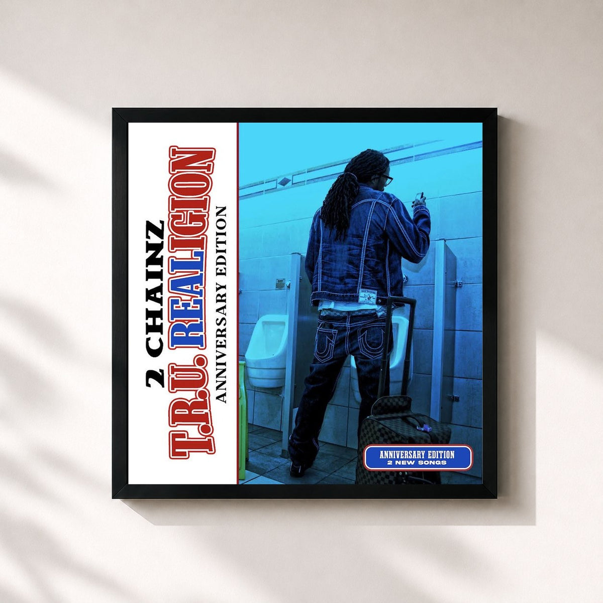 #noir Tableau carré de l'album T.R.U. REALigion (Anniversary Edition) de 2 Chainz, cadre noir 32x32 cm