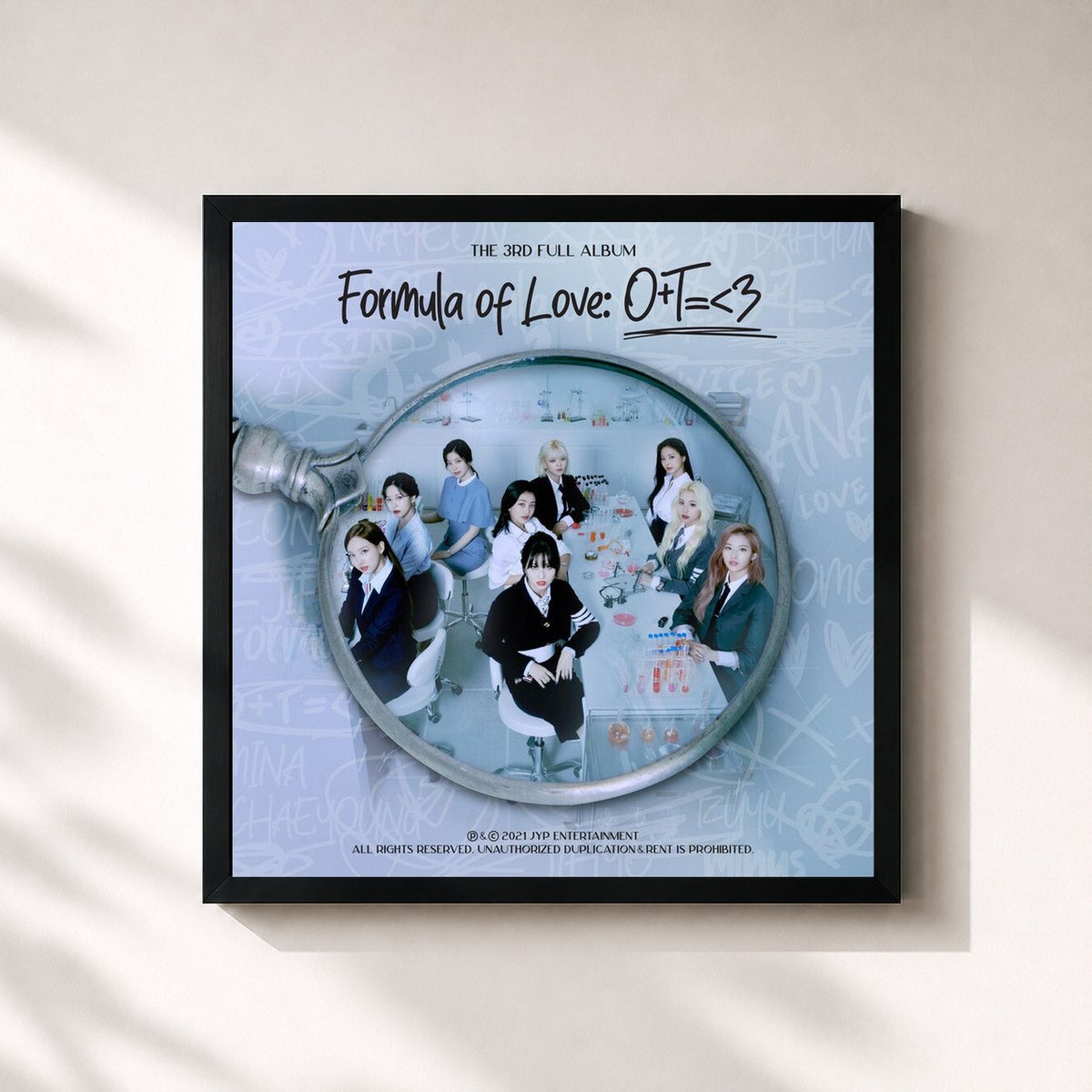 #noir Tableau carré de l'album Formula of Love: O+T=<3 de TWICE, cadre noir 32x32 cm