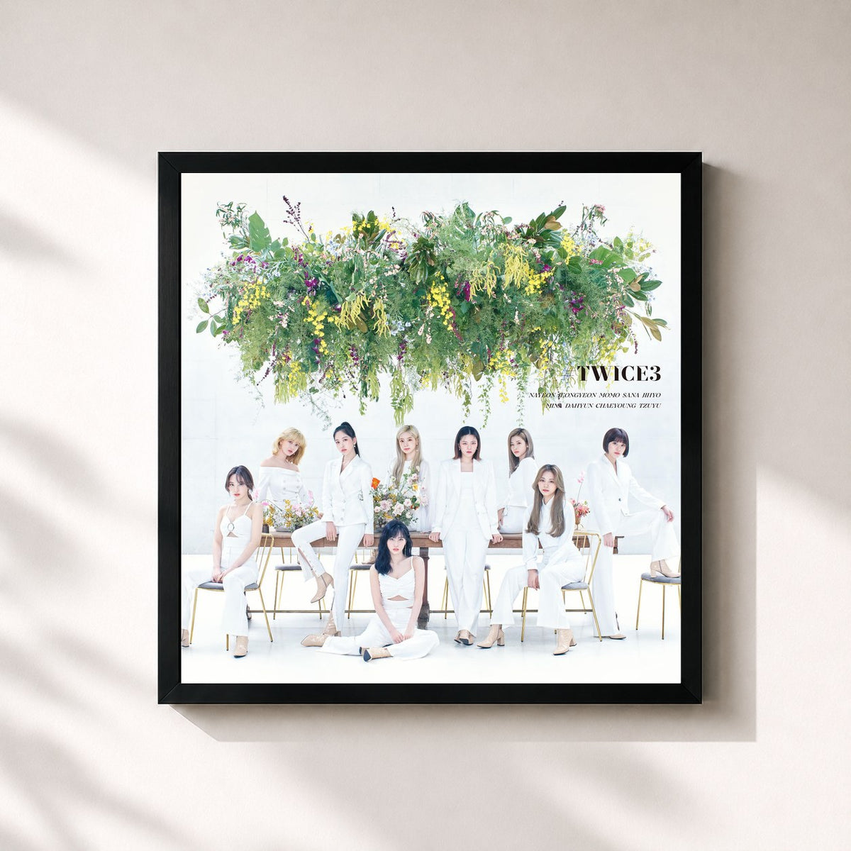 #noir Tableau carré de l'album #TWICE3 de TWICE, cadre noir 32x32 cm