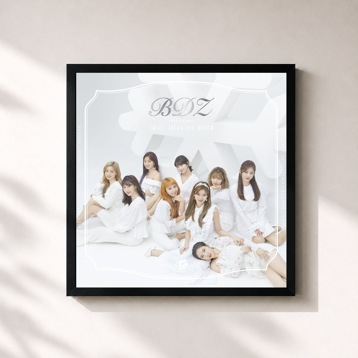 #noir Tableau carré de l'album BDZ (Repackage) de TWICE, cadre noir 32x32 cm