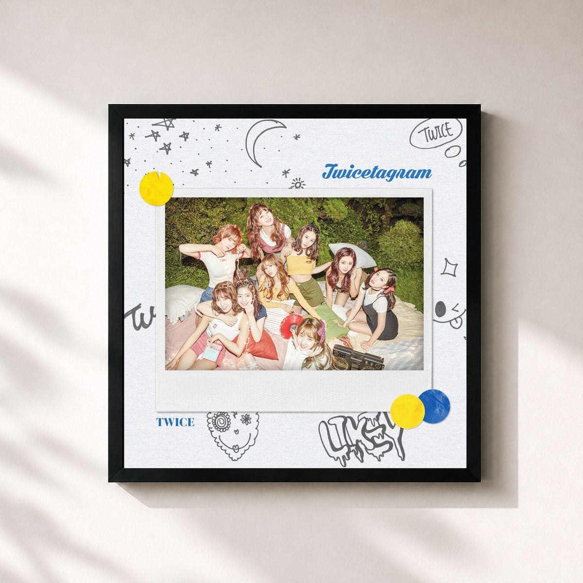 #noir Tableau carré de l'album Twicetagram de TWICE, cadre noir 32x32 cm