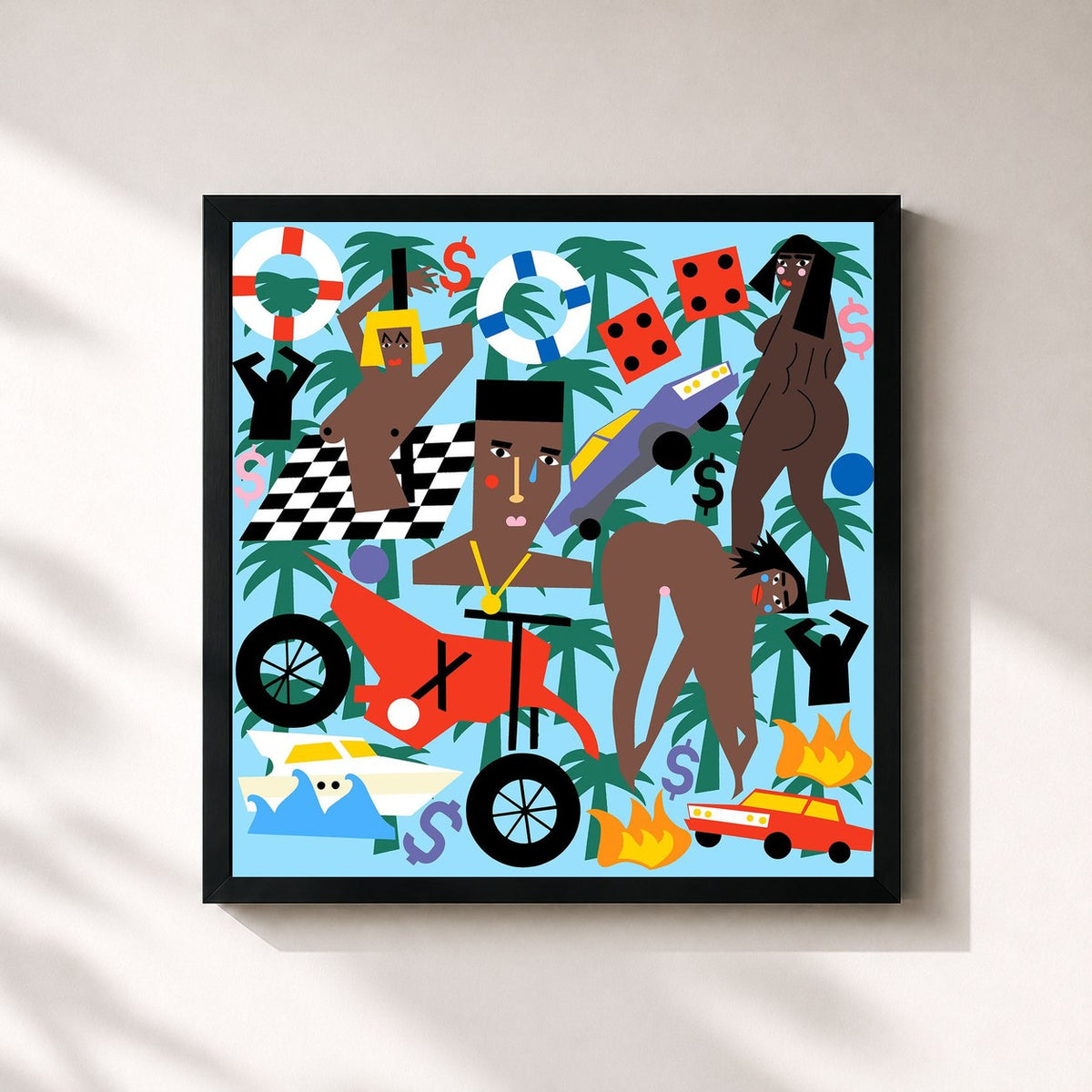 #noir Tableau carré de l'album Expensive Pain de Meek Mill, cadre noir 32x32 cm