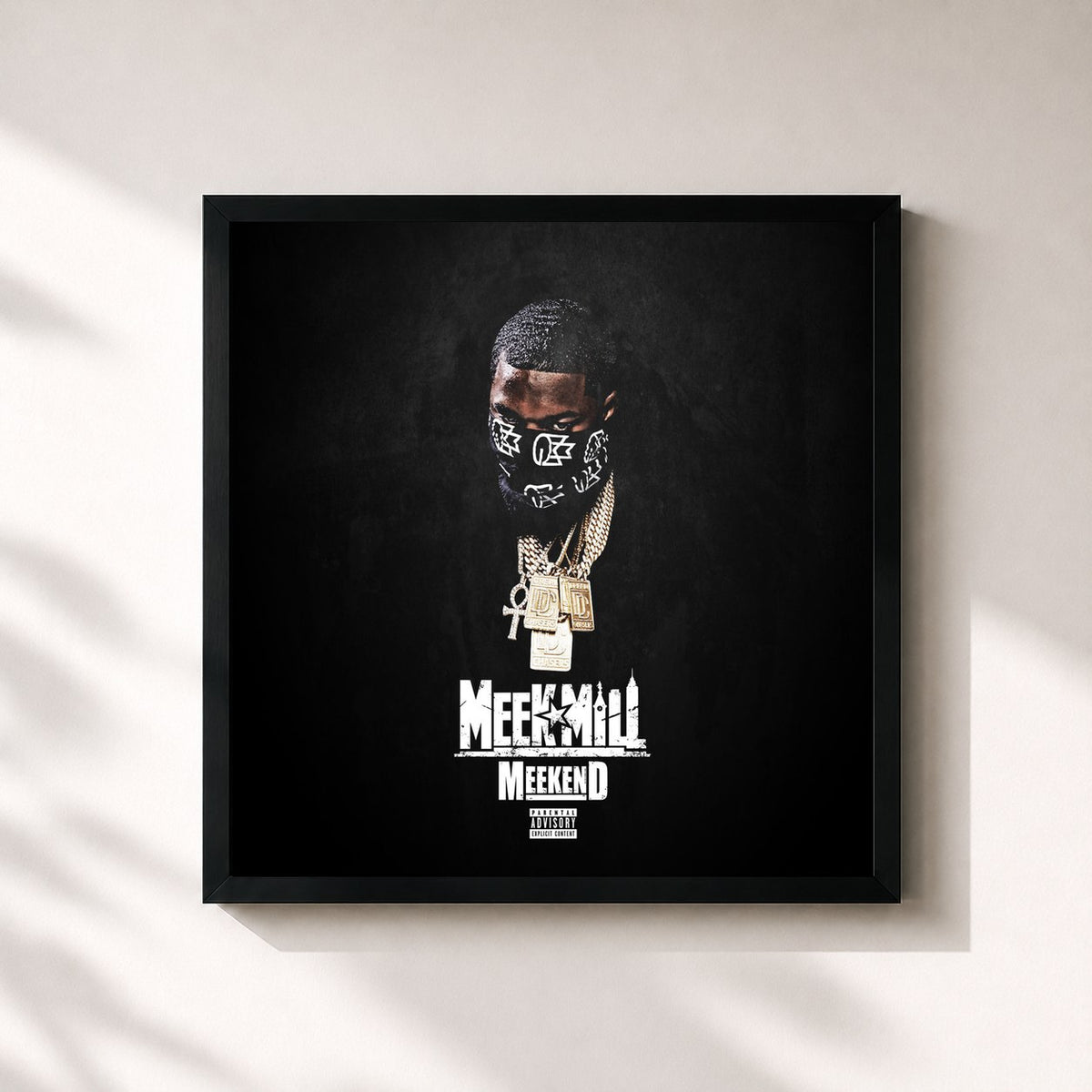 #noir Tableau carré de l'album Meekend de Meek Mill, cadre noir 32x32 cm