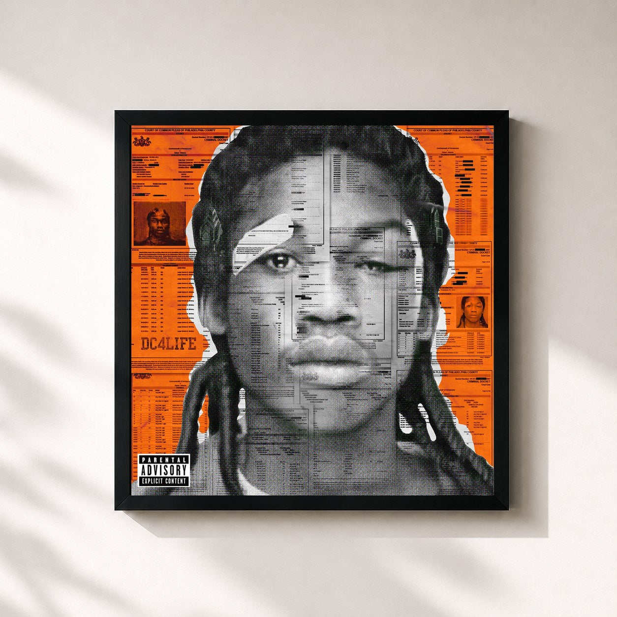 #noir DC4 by Meek Mill as a square framed art print, black 32x32 cm frame