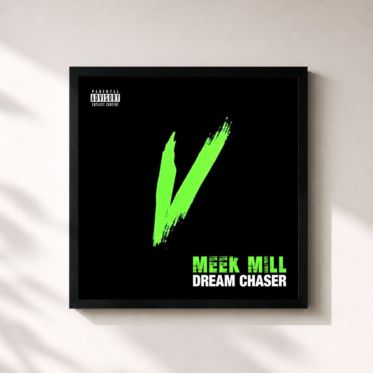 #noir Tableau carré de l'album Dream Chaser V de Meek Mill, cadre noir 32x32 cm