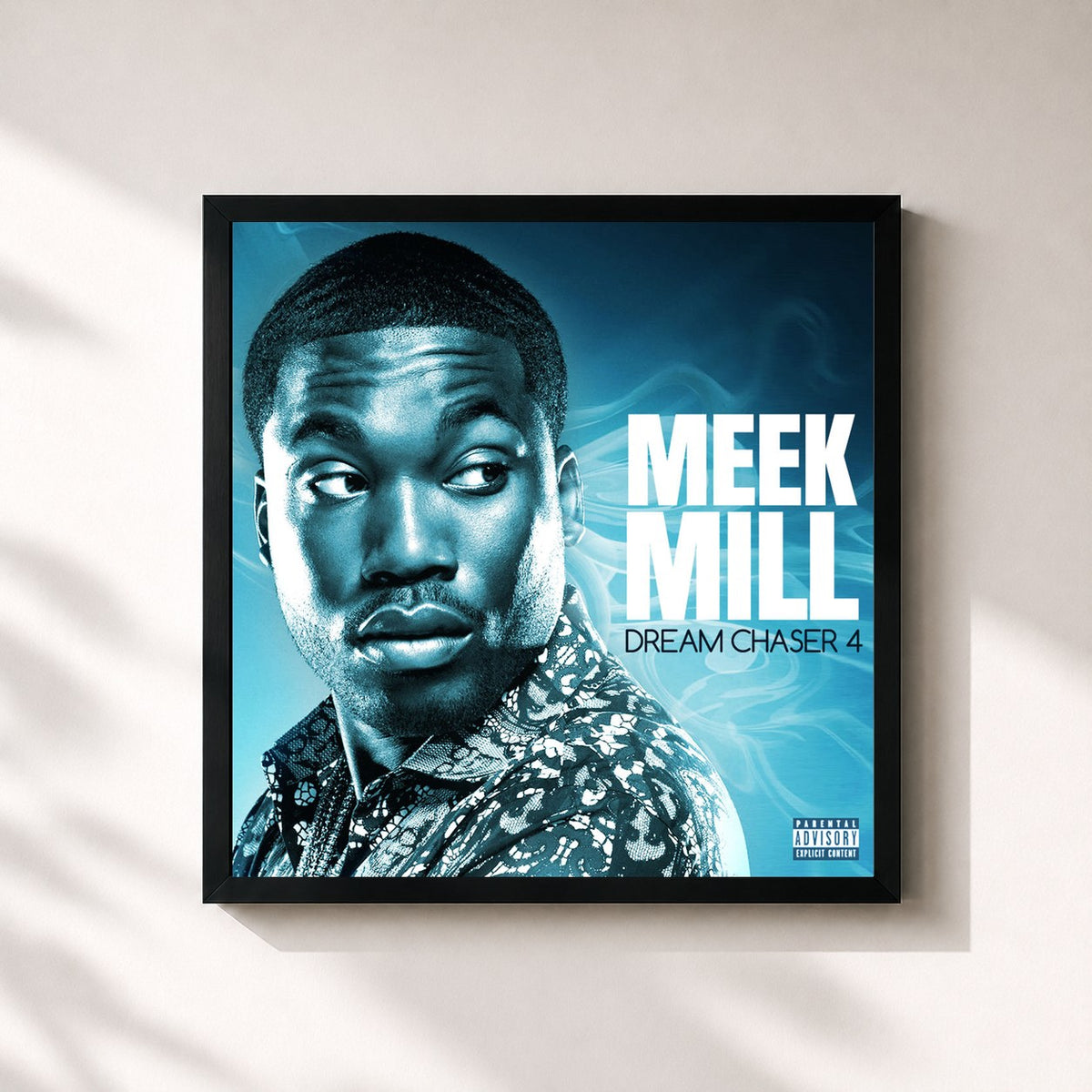 #noir Tableau carré de l'album Dream Chaser 4 de Meek Mill, cadre noir 32x32 cm