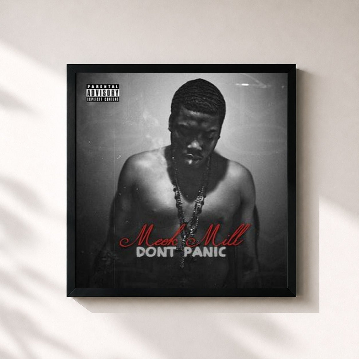 #noir Dont Panic di Meek Mill in stampa quadrata incorniciata, cornice nera 32x32 cm