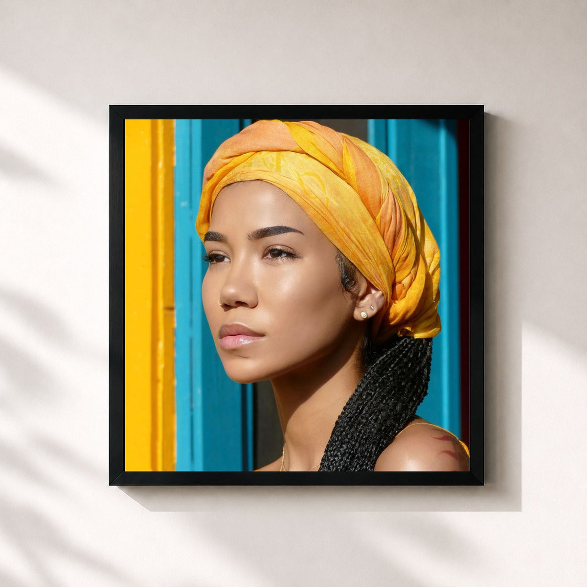 #noir Chilombo de Jhené Aiko en lámina cuadrada enmarcada, marco negro de 32x32 cm