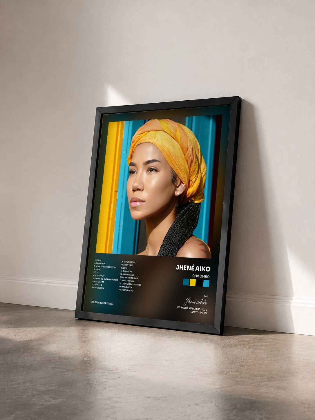 #noir Chilombo de Jhené Aiko en lámina enmarcada vista de tres cuartos, marco negro