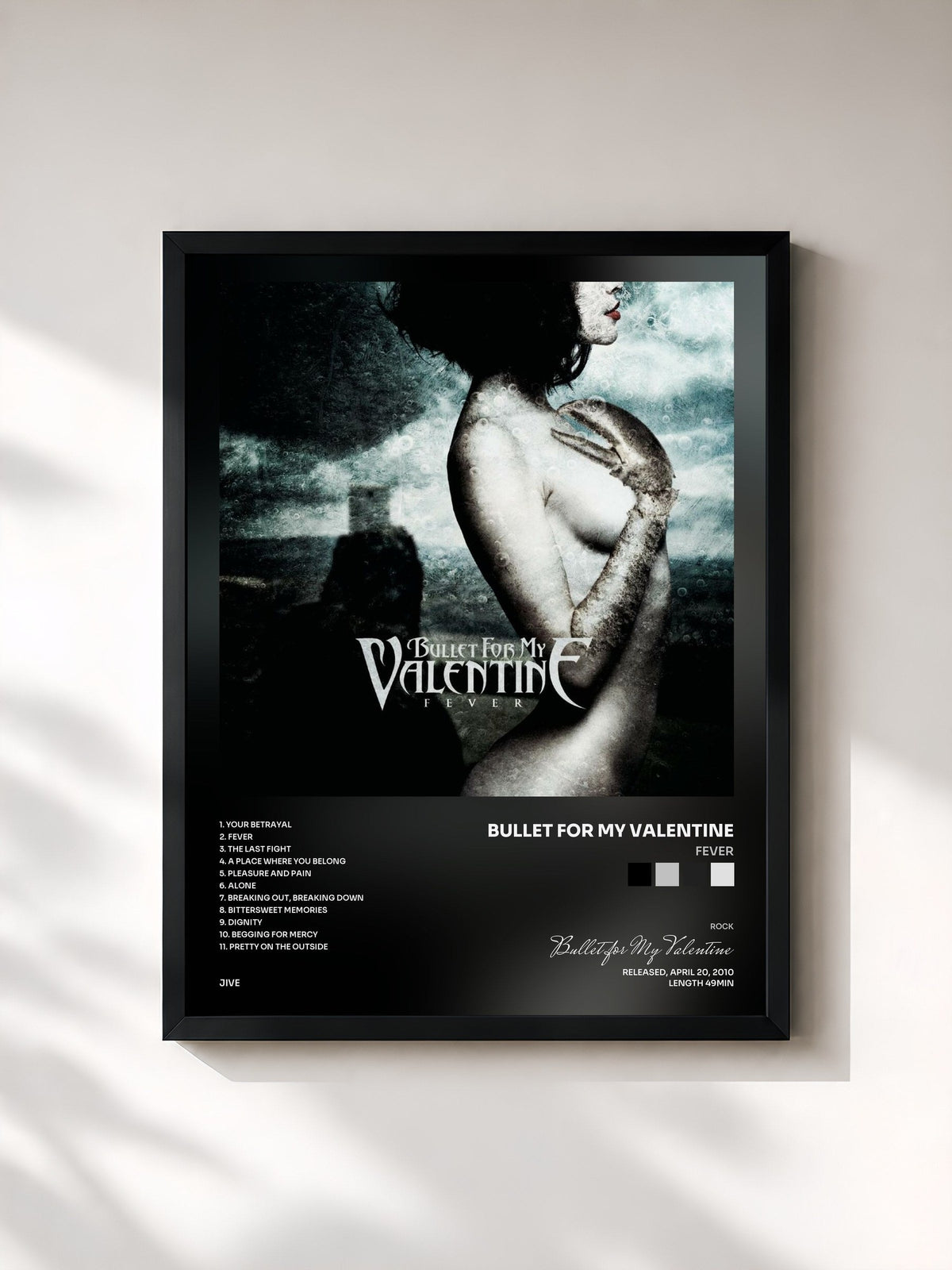 #noir Tableau de l'album Fever de Bullet for My Valentine, cadre noir, imprimé et encadré en France