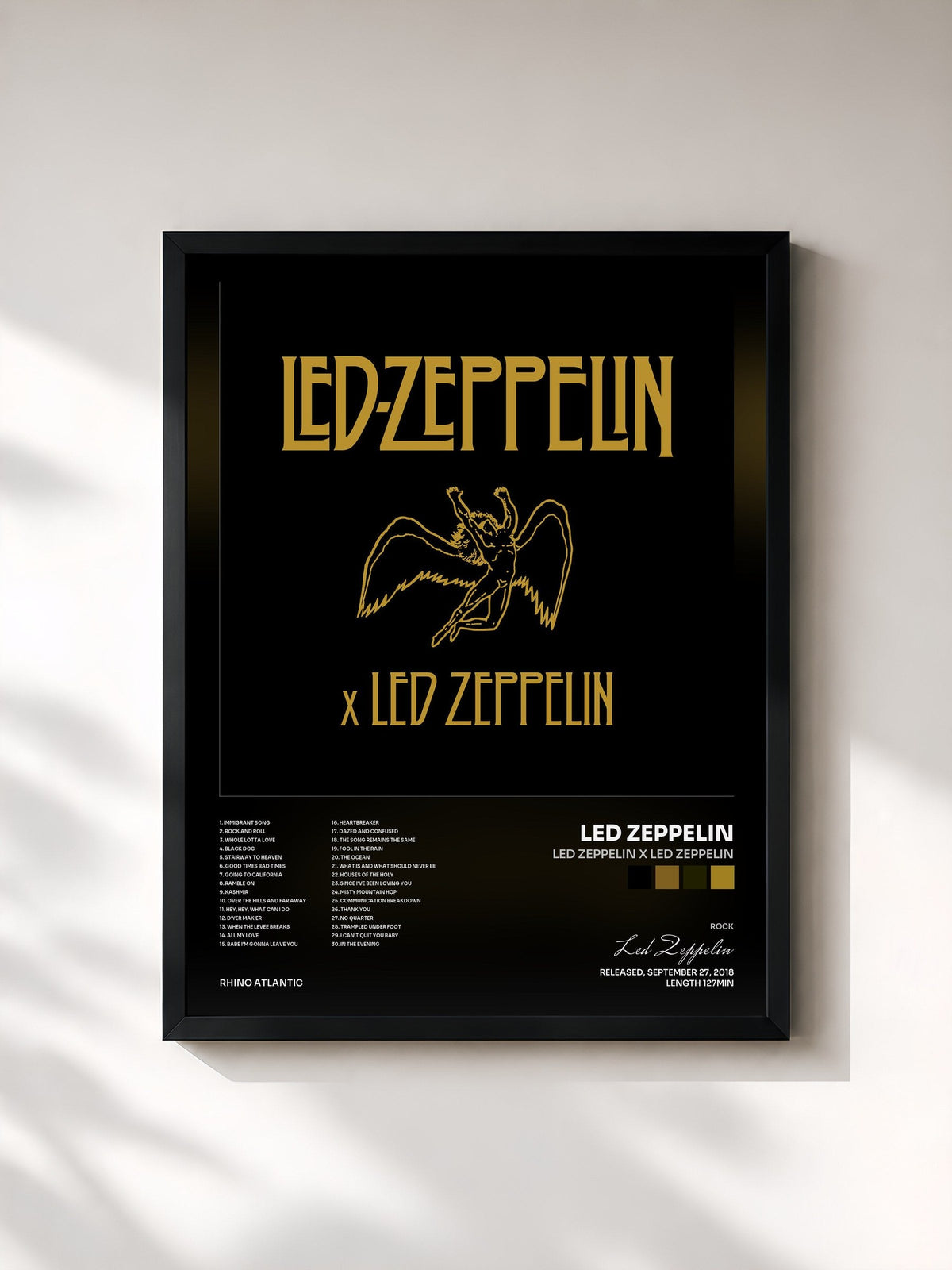 #noir Tableau de l'album Led Zeppelin x Led Zeppelin de Led Zeppelin, cadre noir, imprimé et encadré en France