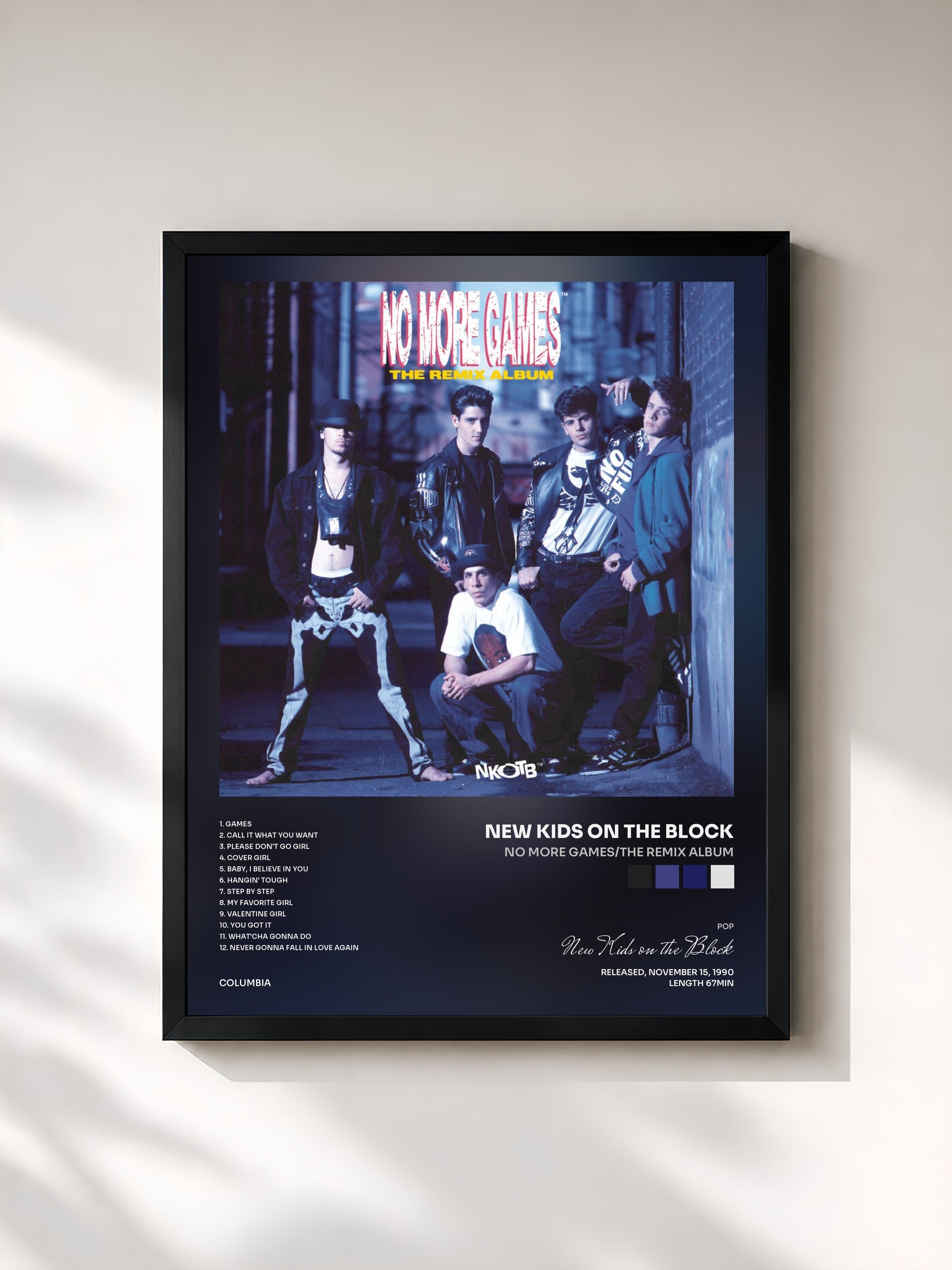 #noir Tableau de l'album No More Games/The Remix Album de New Kids on the Block, cadre noir, imprimé et encadré en France