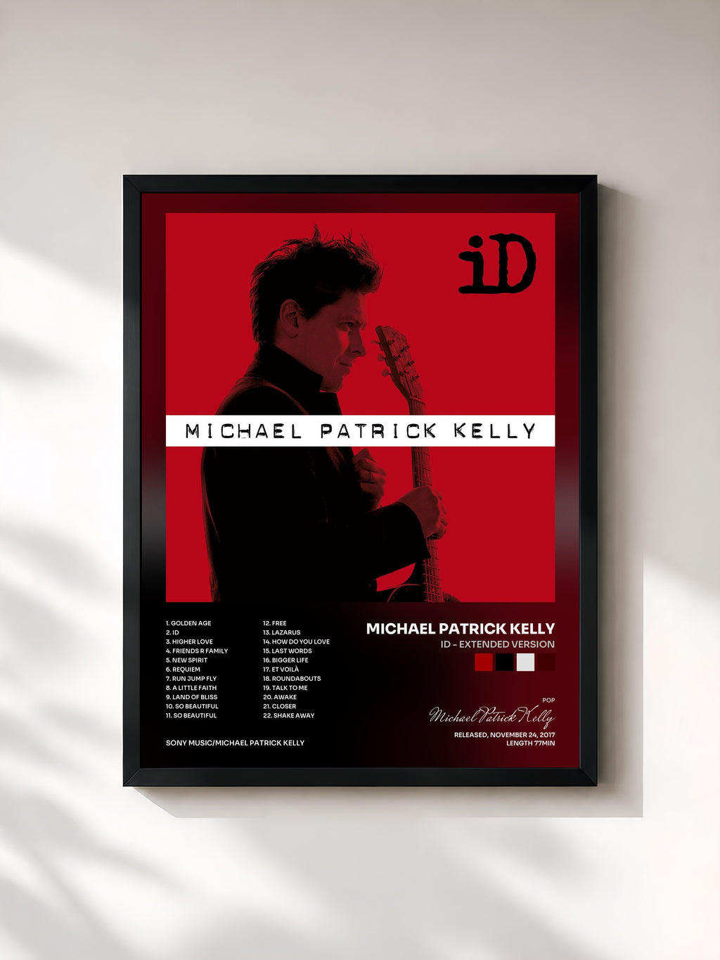 #noir Tableau de l'album iD - Extended Version de Michael Patrick Kelly, cadre noir, imprimé et encadré en France