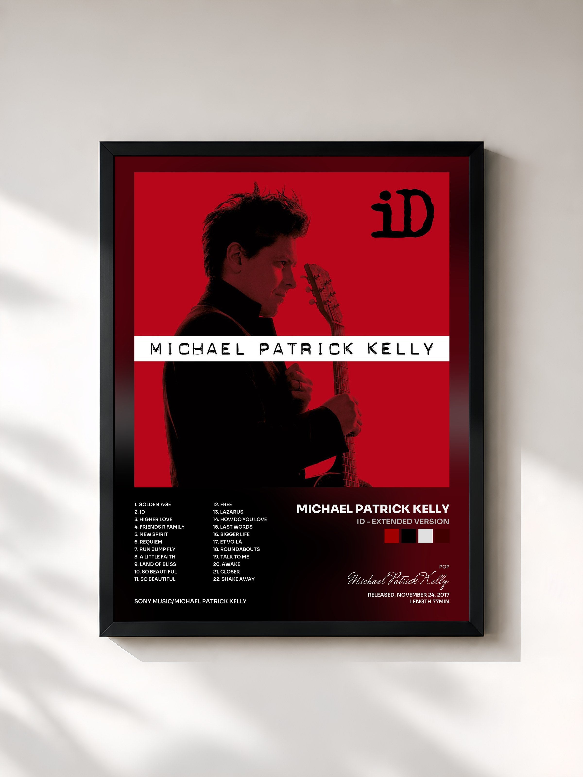 #noir Tableau de l'album iD - Extended Version de Michael Patrick Kelly, cadre noir, imprimé et encadré en France