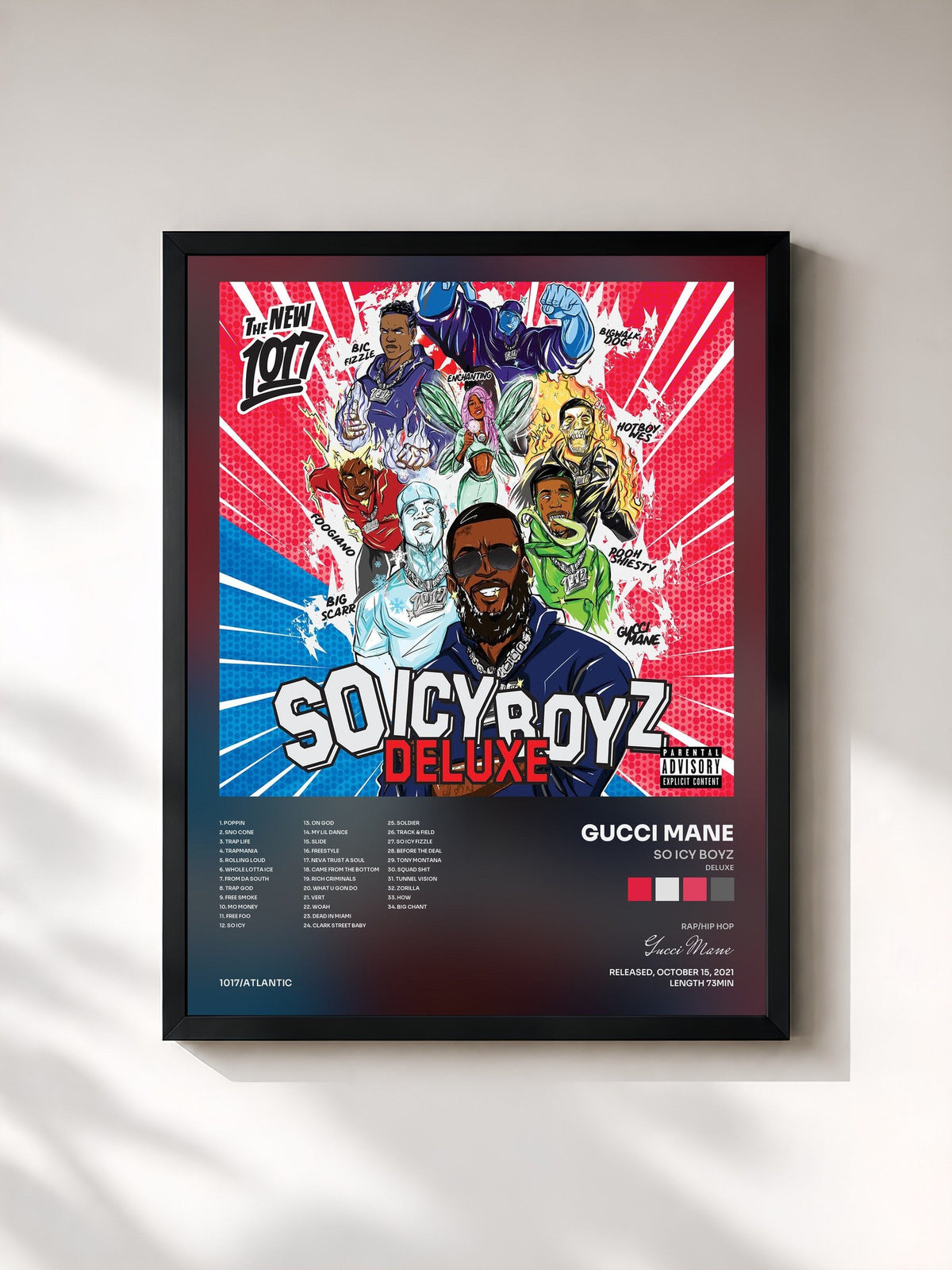 #noir Tableau de l'album So Icy Boyz (Deluxe) de Gucci Mane, cadre noir, imprimé et encadré en France