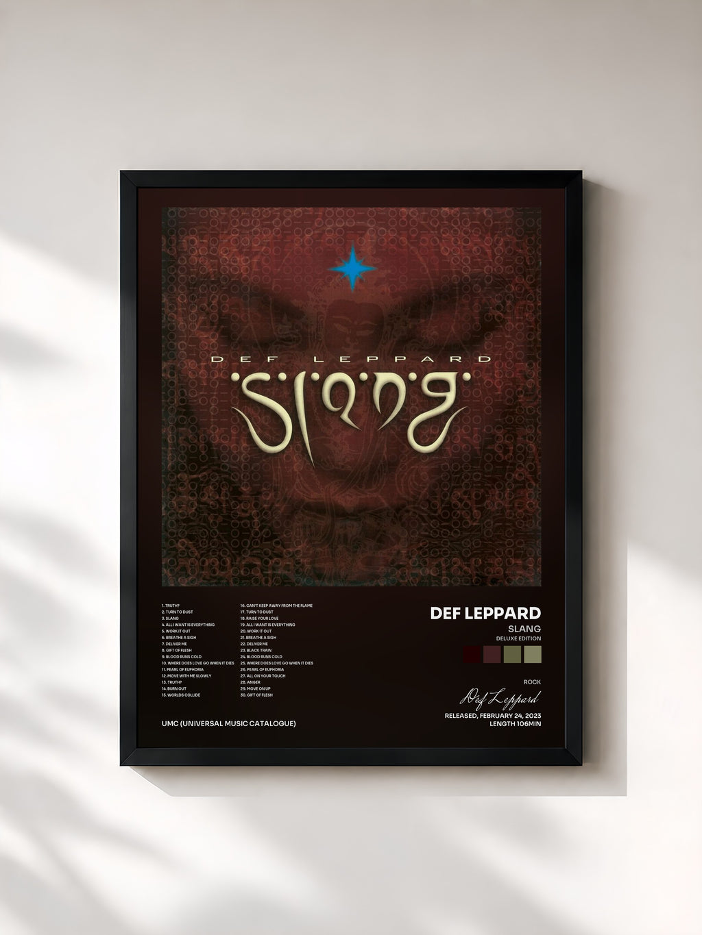 #noir Tableau de l'album Slang (Deluxe Edition) de Def Leppard, cadre noir, imprimé et encadré en France