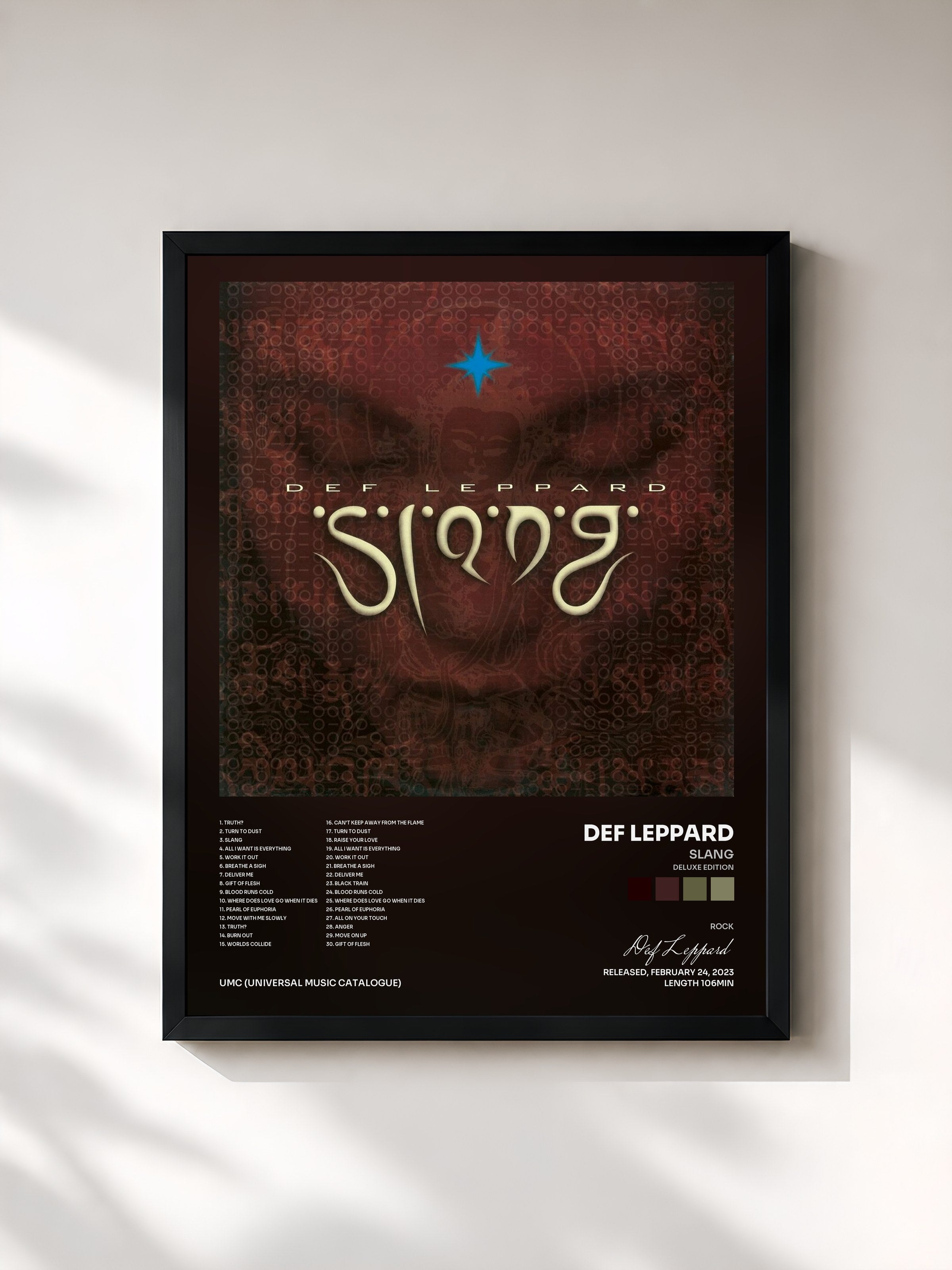#noir Tableau de l'album Slang (Deluxe Edition) de Def Leppard, cadre noir, imprimé et encadré en France