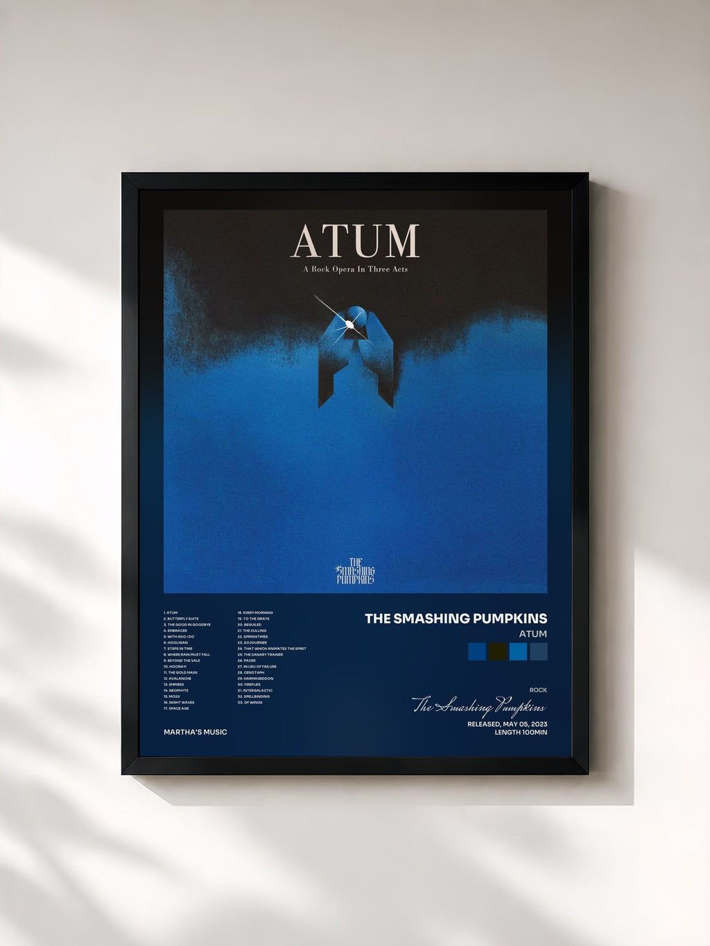 #noir ATUM by The Smashing Pumpkins as a framed art print, black frame, printed and framed in France
