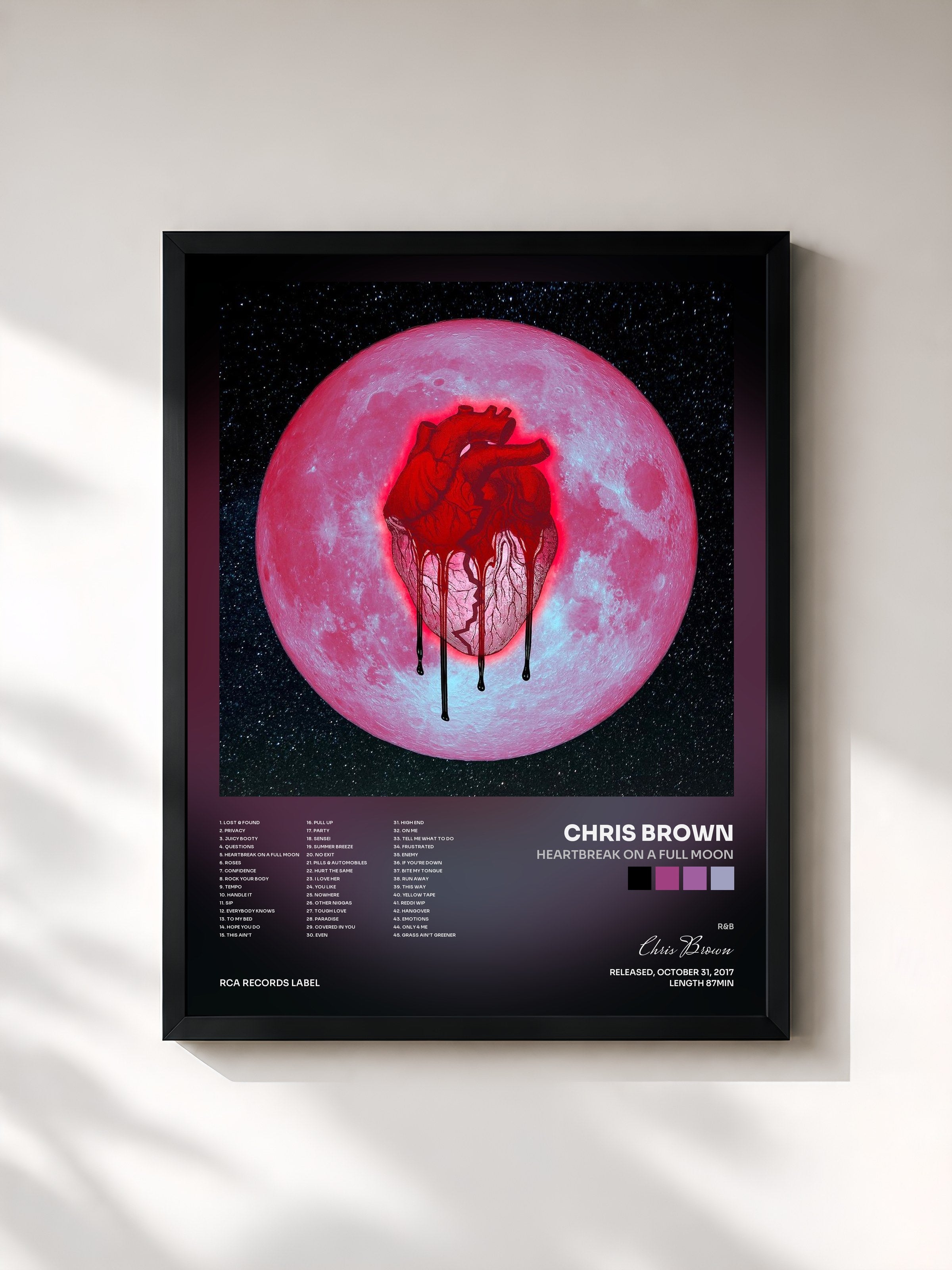 #noir Heartbreak on a Full Moon by Chris Brown as a framed art print, black frame, printed and framed in France