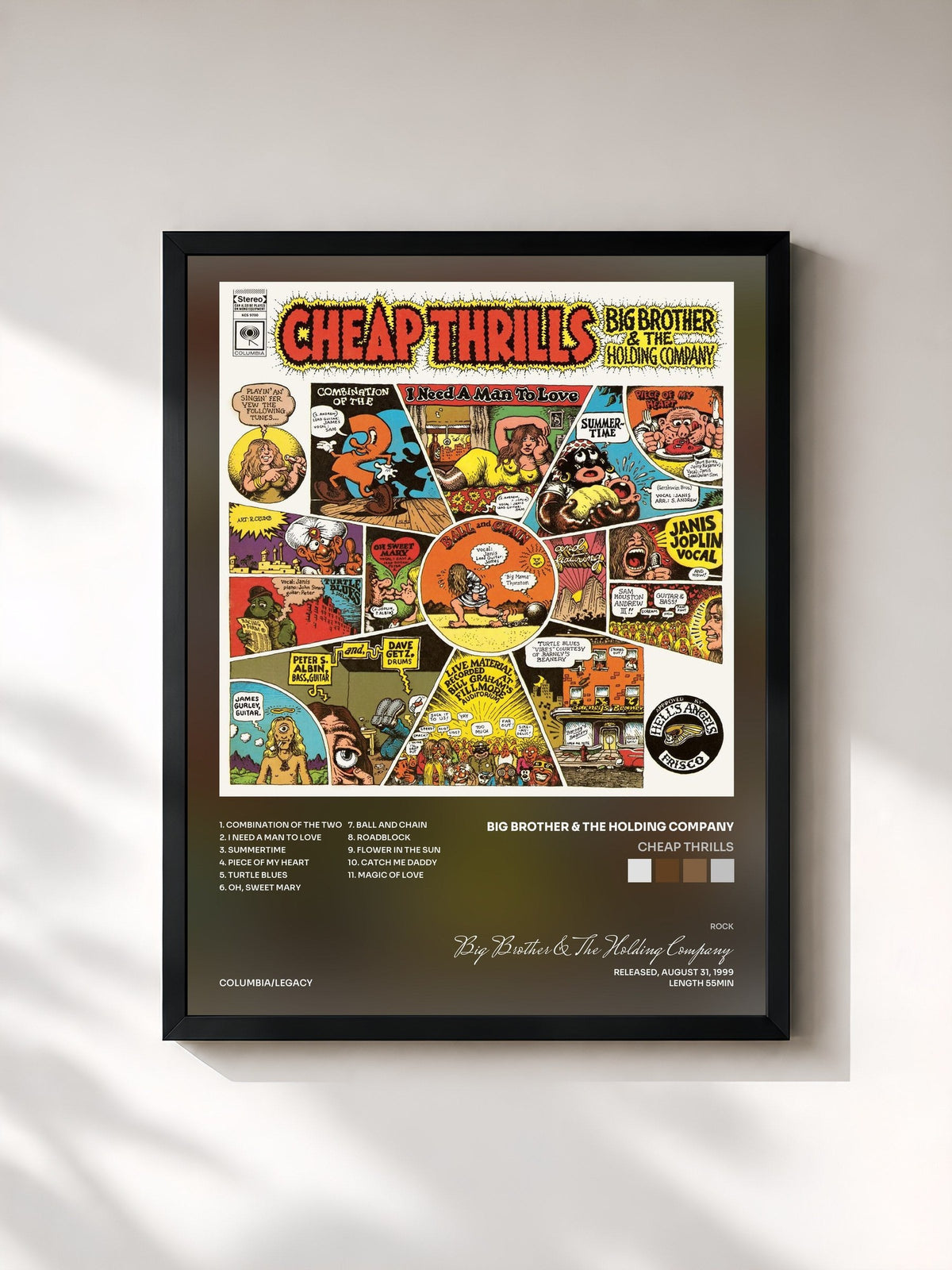 #noir Cheap Thrills von Big Brother & The Holding Company als gerahmter Kunstdruck, schwarzer Rahmen, gedruckt und gerahmt in Frankreich
