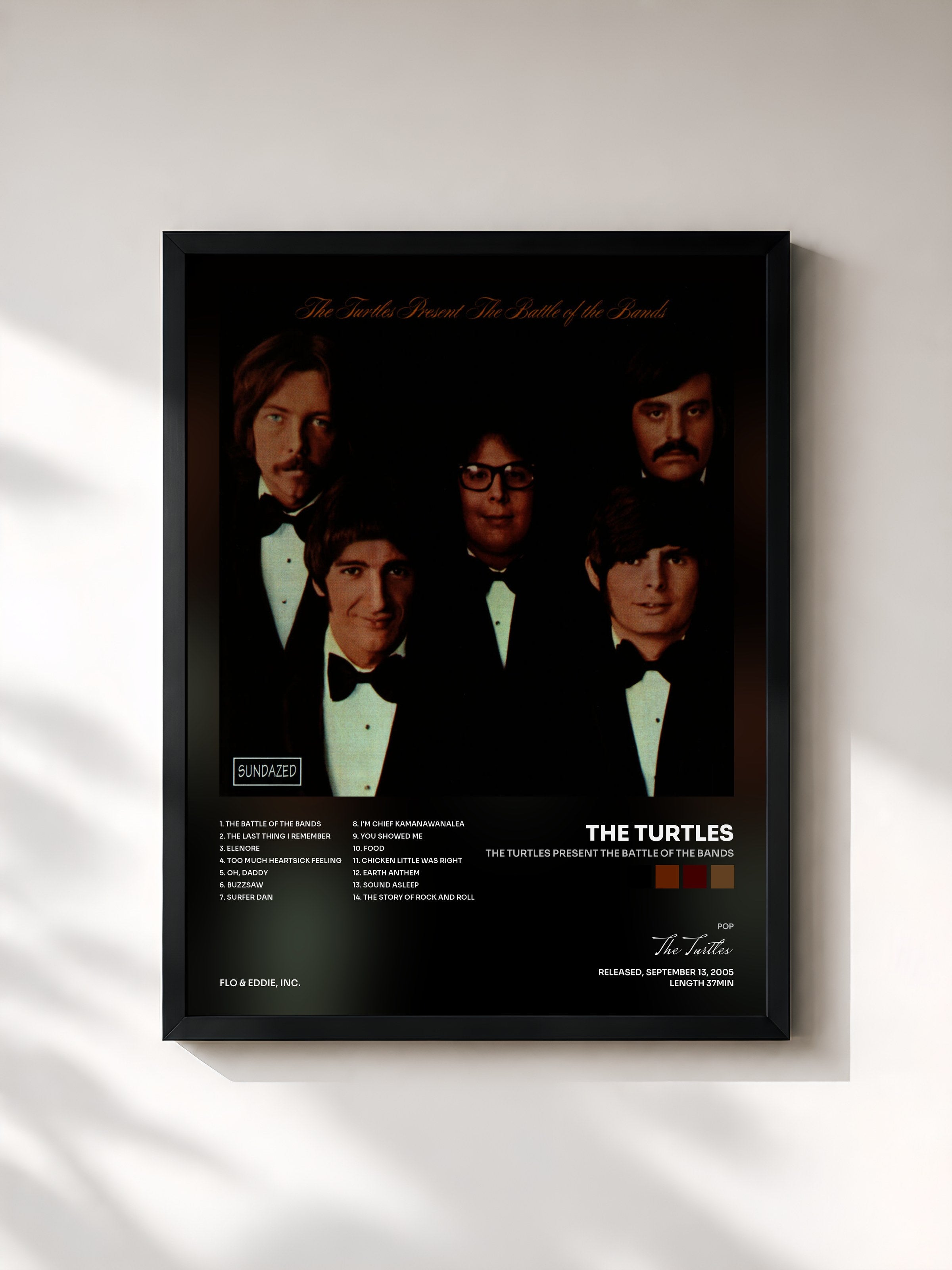 #noir Tableau de l'album The Turtles Present The Battle of the Bands de The Turtles, cadre noir, imprimé et encadré en France