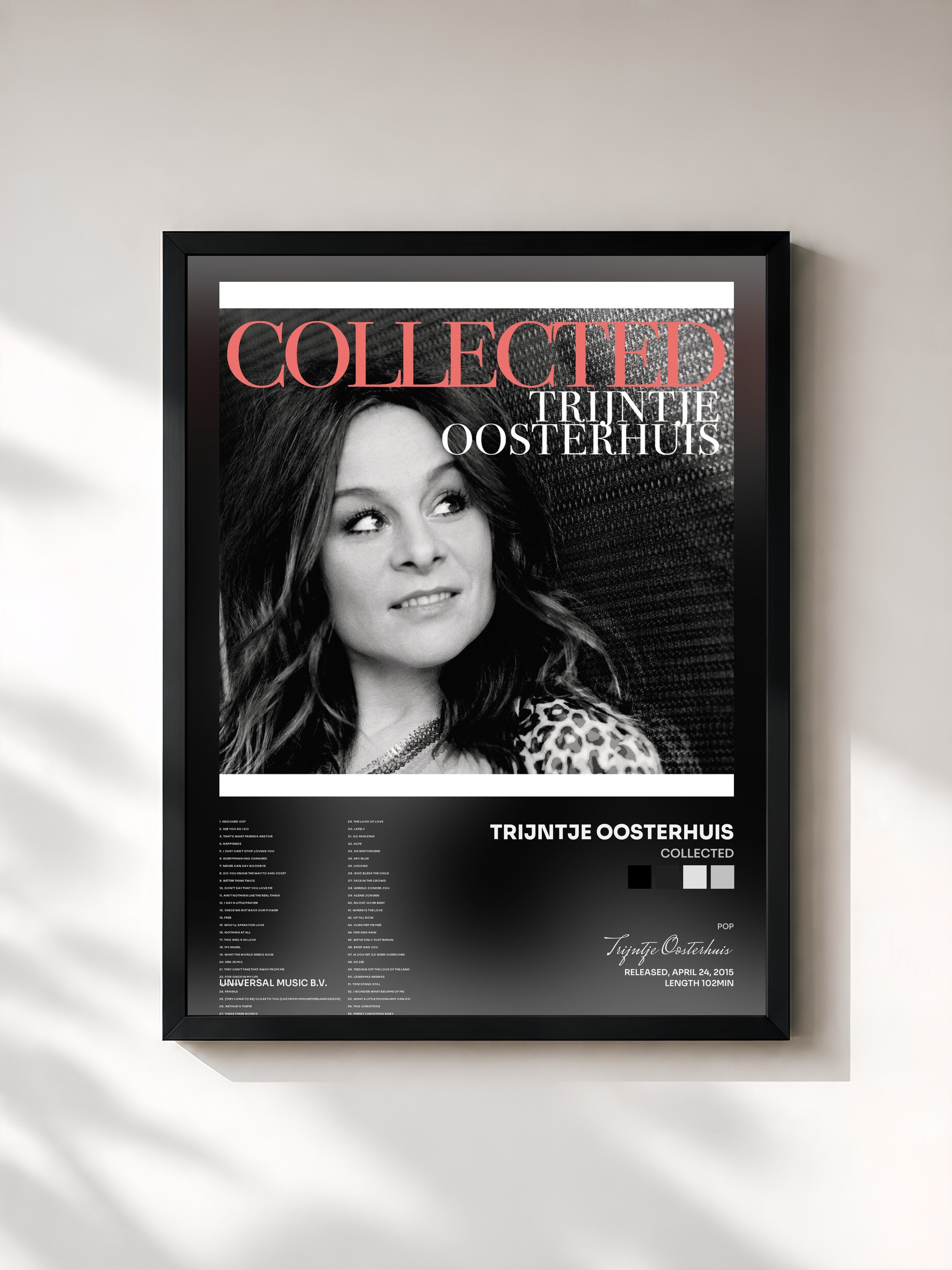 #noir Tableau de l'album Collected de Trijntje Oosterhuis, cadre noir, imprimé et encadré en France