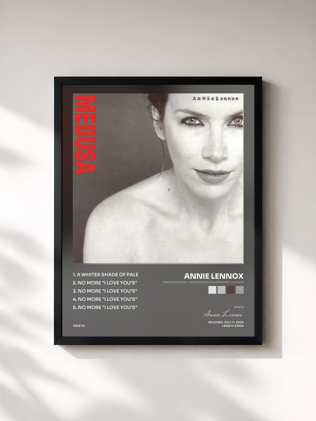 #noir Dance Vault Mixes - A Whiter Shade Of Pale/No More I Love You's de Annie Lennox en lámina enmarcada, marco negro, impresa y enmarcada en Francia