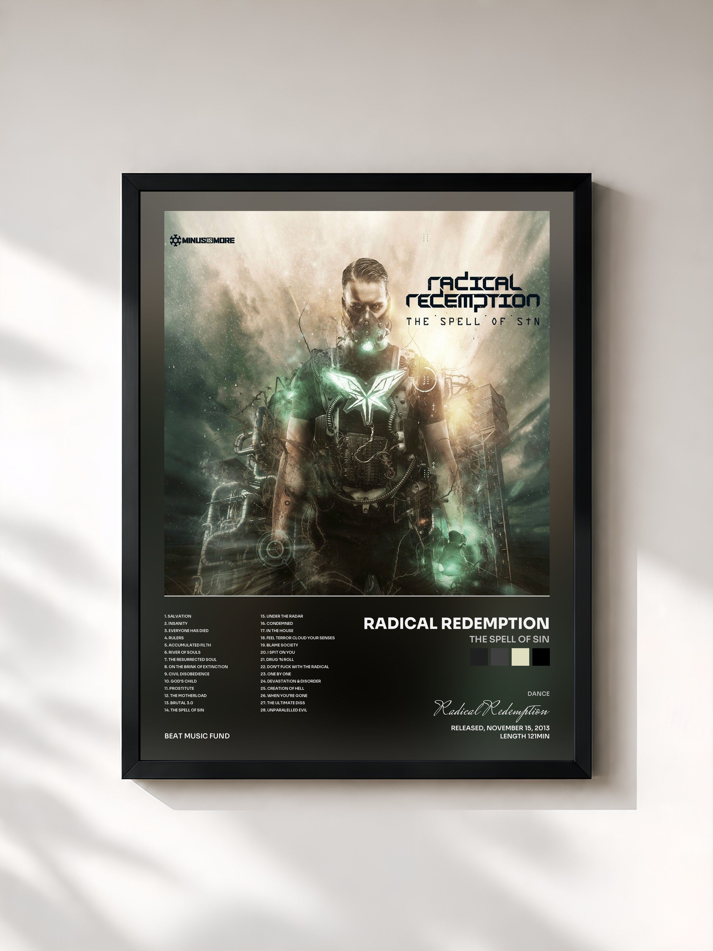 #noir Tableau de l'album The Spell of Sin de Radical Redemption, cadre noir, imprimé et encadré en France