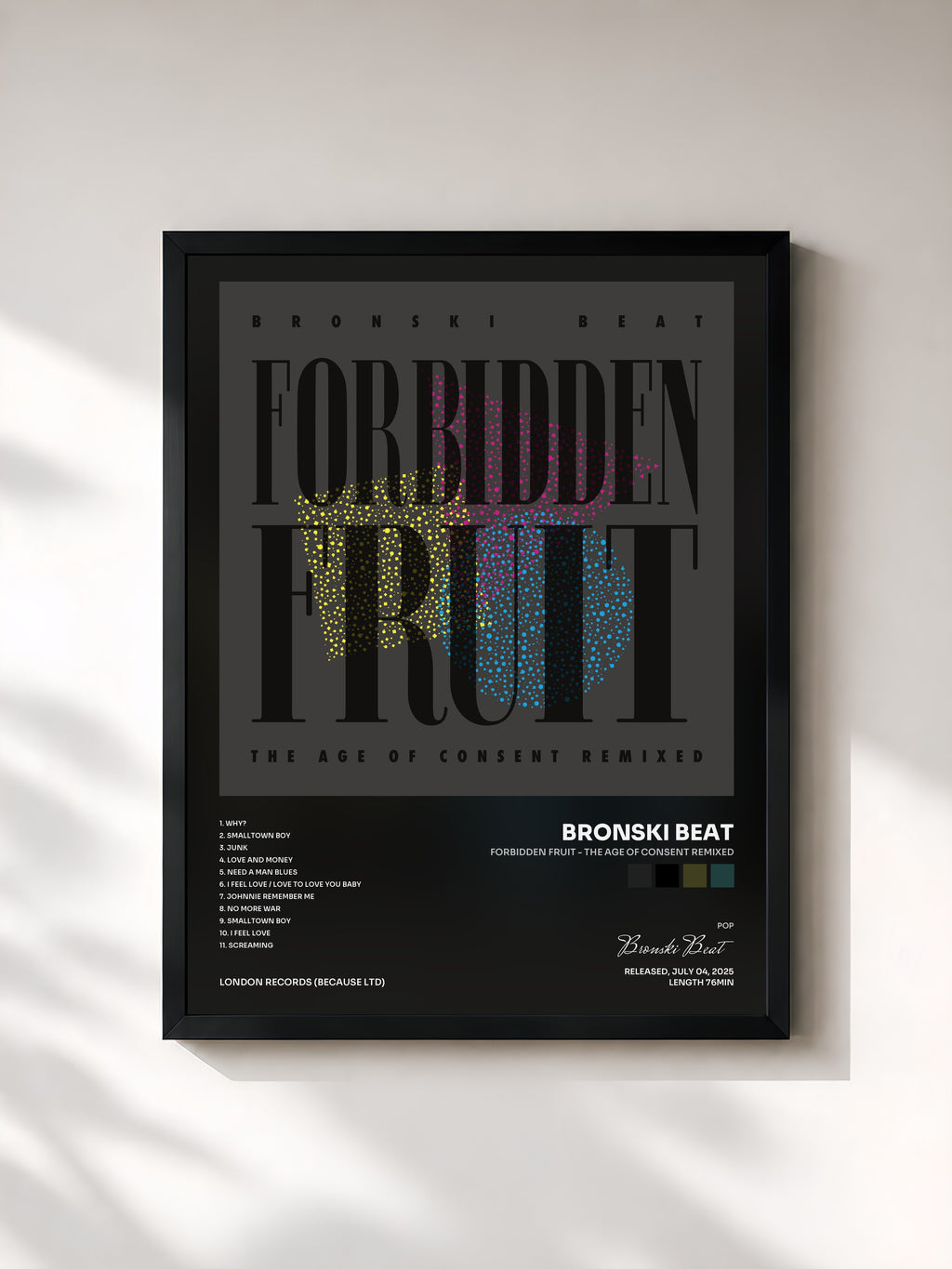 #noir Forbidden Fruit - The Age of Consent Remixed di Bronski Beat in stampa incorniciata, cornice nera, stampata e incorniciata in Francia