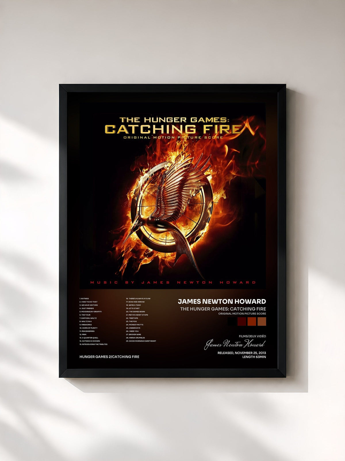 #noir The Hunger Games: Catching Fire (Original Motion Picture Score) by James Newton Howard as a framed art print, black frame, printed and framed in France