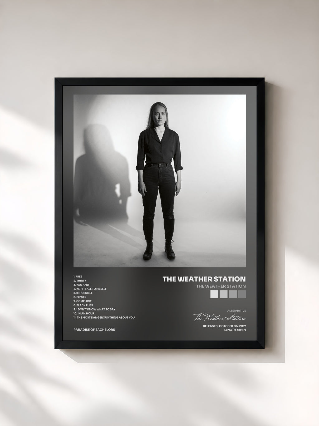 #noir Tableau de l'album The Weather Station de The Weather Station, cadre noir, imprimé et encadré en France