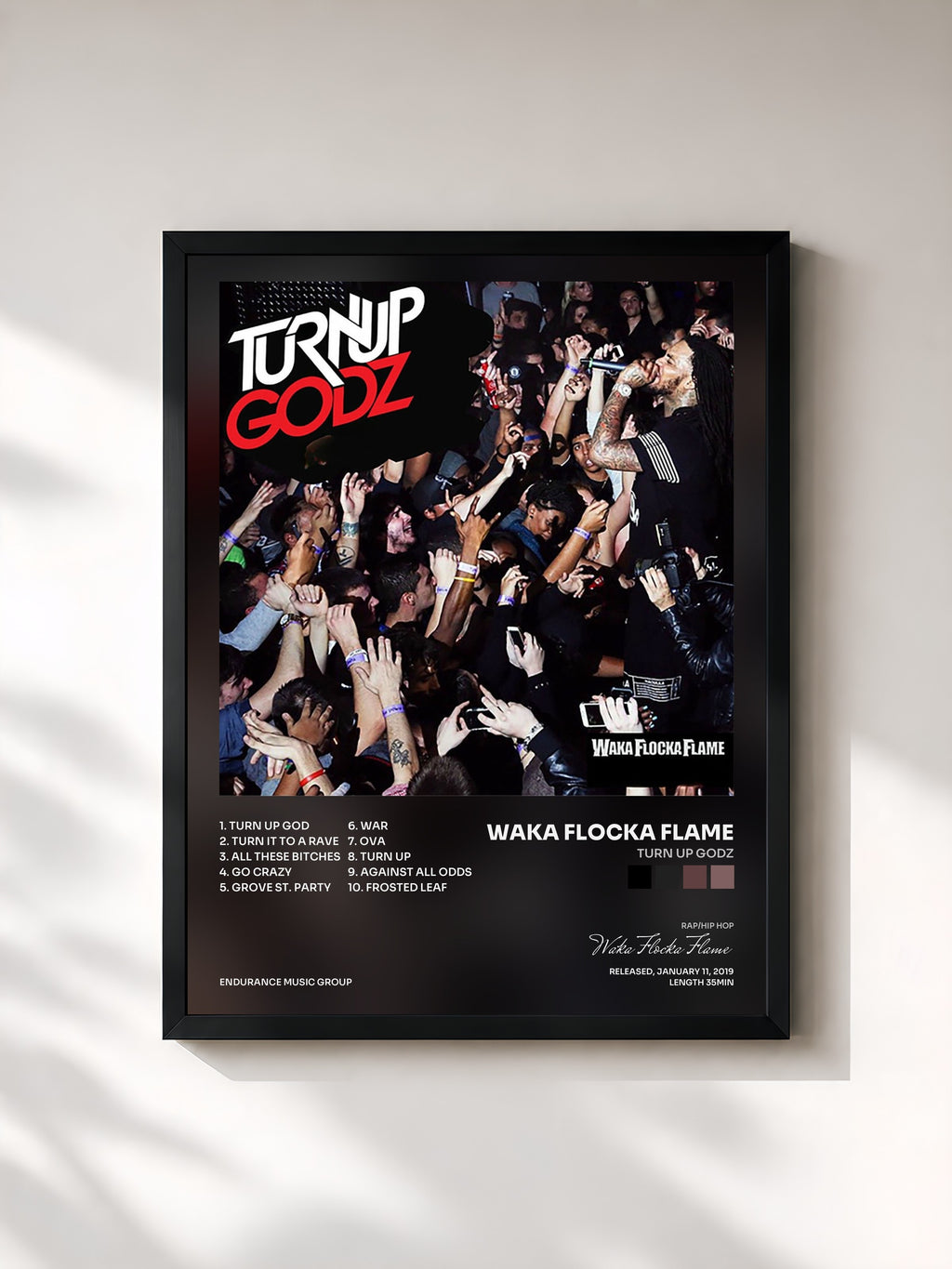 #noir Tableau de l'album Turn Up Godz de Waka Flocka Flame, cadre noir, imprimé et encadré en France