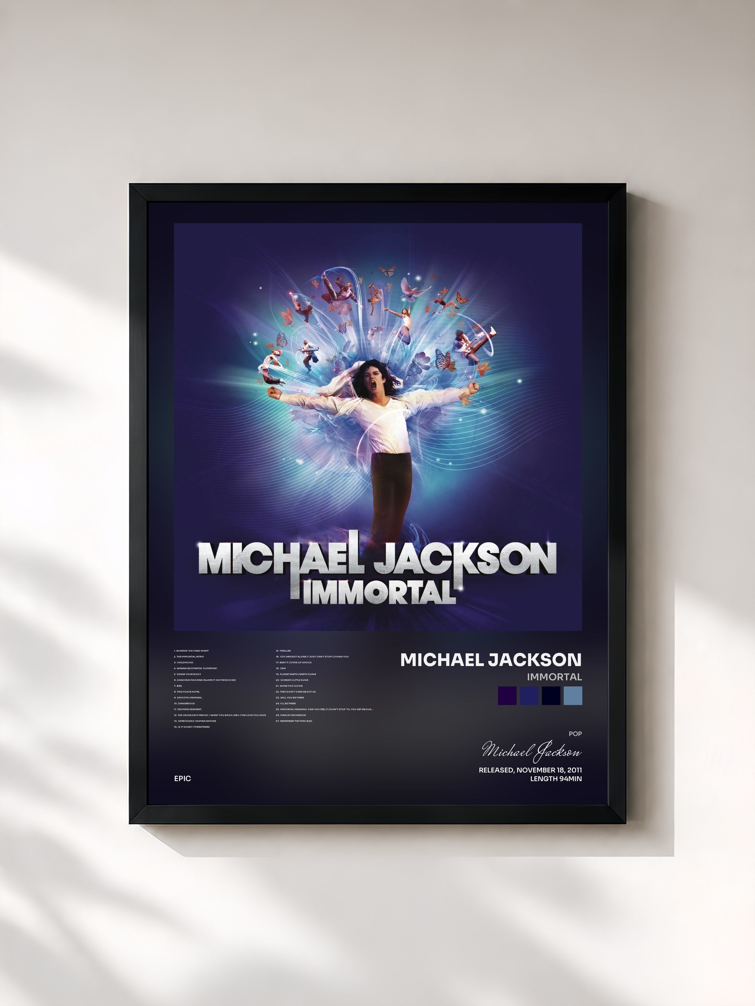 #noir Immortal by Michael Jackson as a framed art print, black frame, printed and framed in France