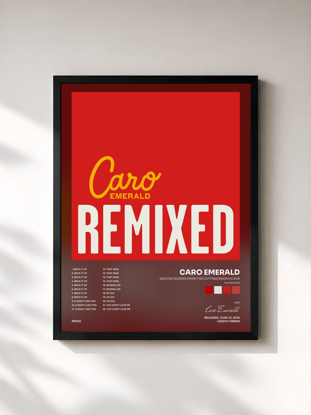 #noir Tableau de l'album Deleted Scenes From The Cutting Room Floor (The Remixes) de Caro Emerald, cadre noir, imprimé et encadré en France