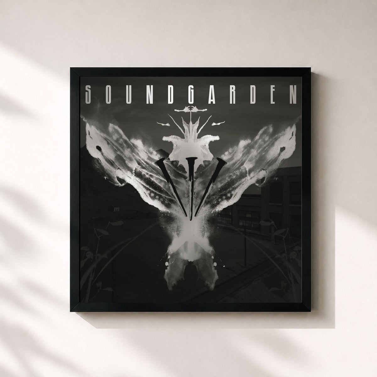 #noir Echo Of Miles: The Originals von Soundgarden als quadratischer Kunstdruck, schwarzer Rahmen 32x32 cm
