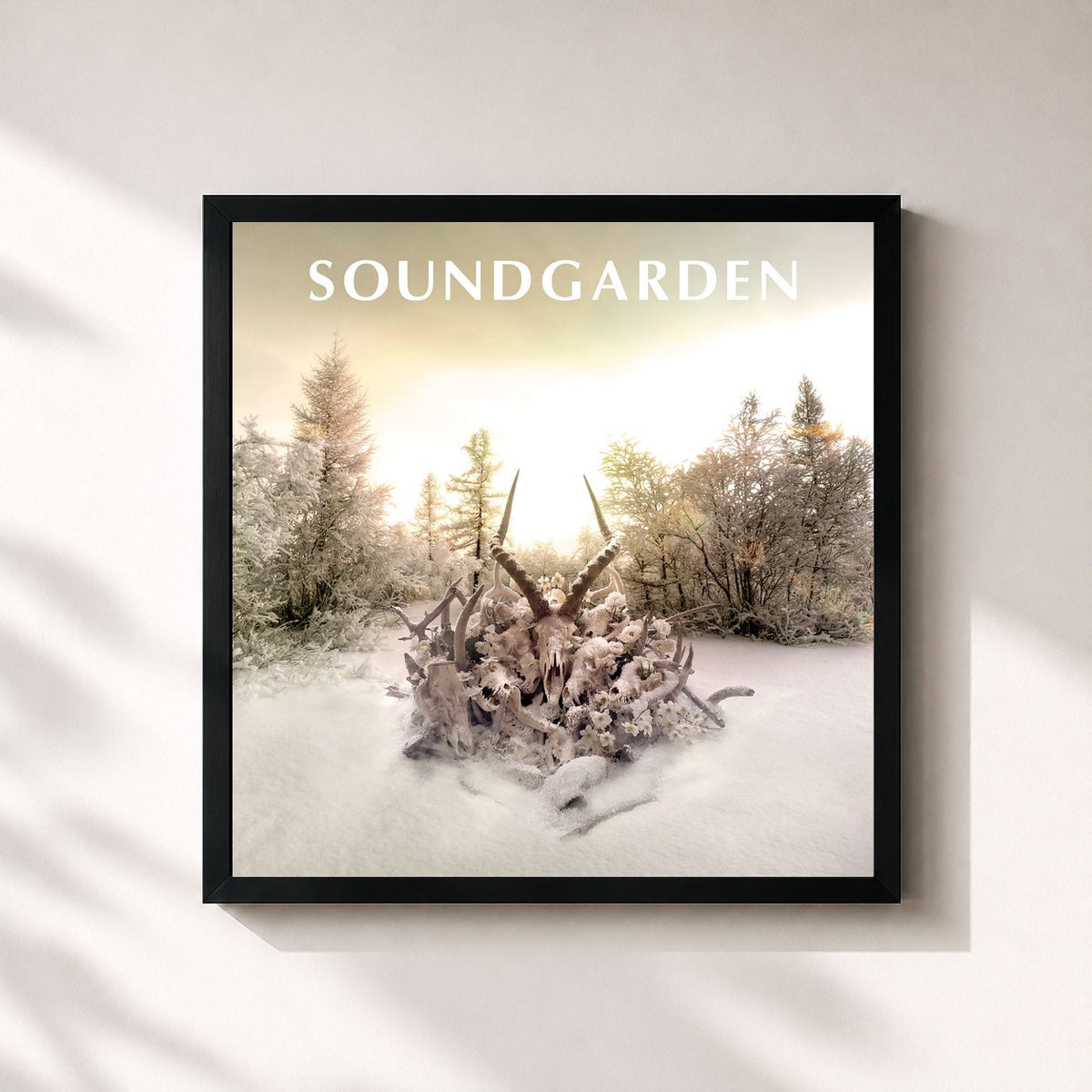 #noir King Animal von Soundgarden als quadratischer Kunstdruck, schwarzer Rahmen 32x32 cm