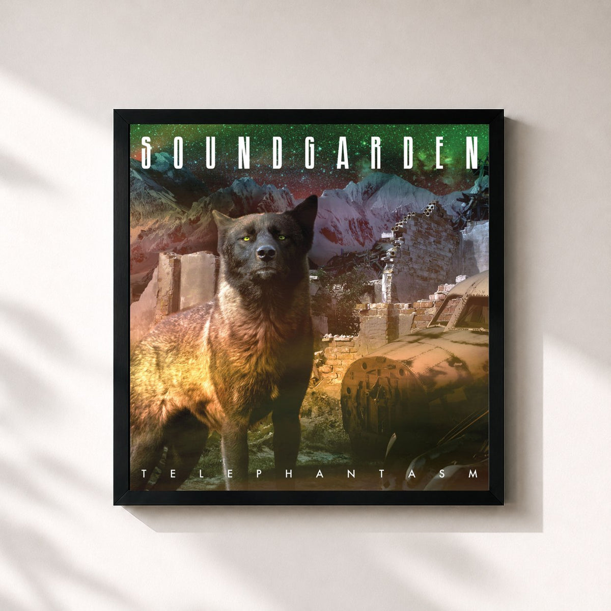 #noir Telephantasm von Soundgarden als quadratischer Kunstdruck, schwarzer Rahmen 32x32 cm