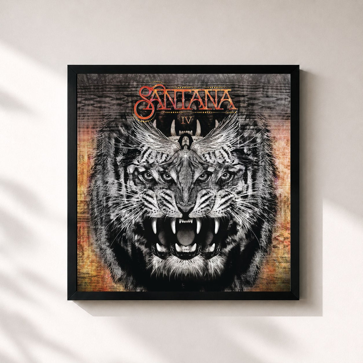 #noir Tableau carré de l'album Santana IV de Santana, cadre noir 32x32 cm