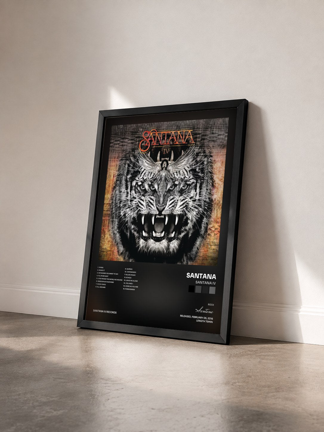 #noir Tableau de l'album Santana IV de Santana vu de trois quarts, cadre noir